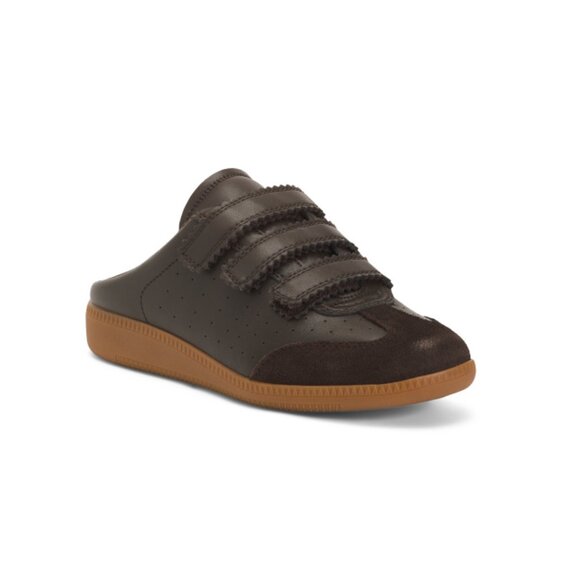 STEVE MADDEN Brown Leather Memento Slip On Sneaker Mules - Picture 1 of 2